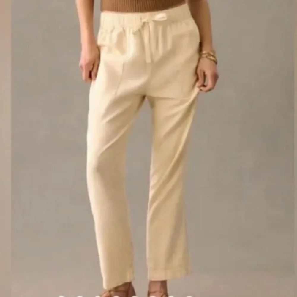Anthropologie Pilcro Linen Drawstring Pants Cream in Size XL